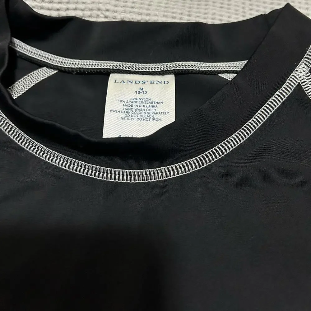 Lands end Kids size 10-12‎ black 100% nylon swim shirt